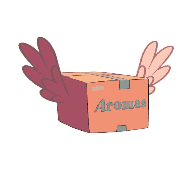 a cartoon drawing of a box with the word aromas on it