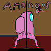 a pixel art of a pink among us character