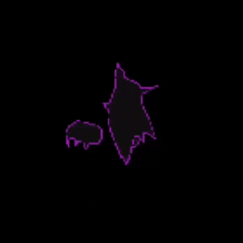 a pixel art of a ghost with purple eyes and a purple mouth .