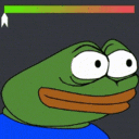 a cartoon frog with big eyes and a blue shirt on
