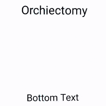 a blue stick figure is kneeling down with the words " orchiectomy bottom text " below it