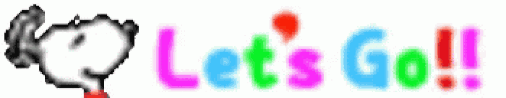 the word let 's go is written in colorful letters on a white background