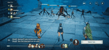a screenshot of a video game with the words enemy 's turn on the bottom right