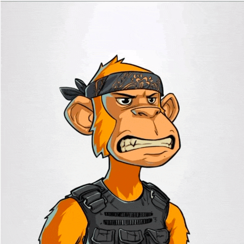 a cartoon of a monkey wearing a bandana and a bullet proof vest