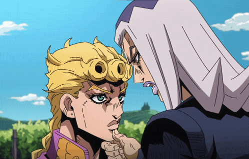 a cartoon of a man holding another man 's finger to his mouth