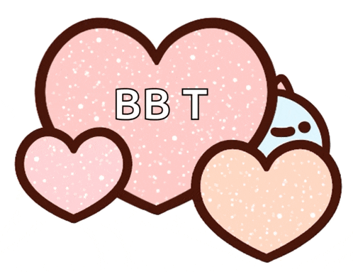 a heart with the word bbt on it