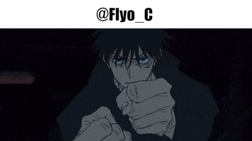 a drawing of a man with blue eyes and the name flyo_c on the bottom