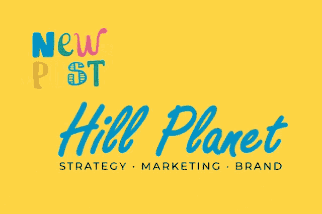 a yellow background with the words " new post hill planet " on it