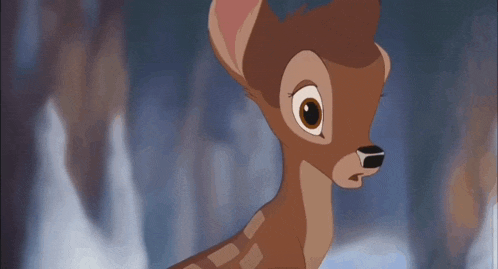 two cartoon deer are standing next to each other in the snow