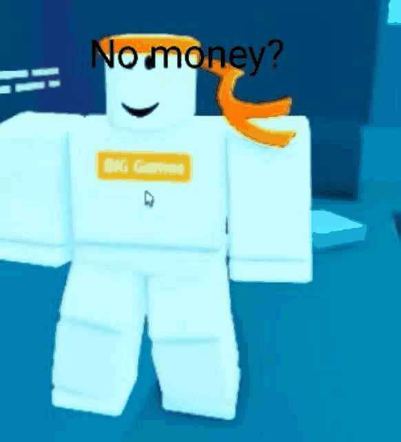 a white roblox character is wearing a big games shirt and a tie .