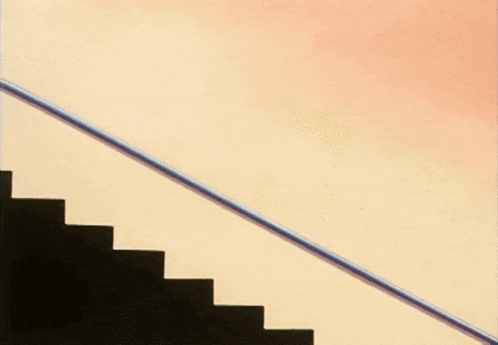 a group of cartoon characters are running down stairs