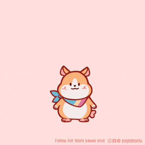 a cartoon of a dog with the words follow for more kawaii love