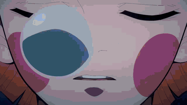 a close up of a person 's face with their eyes closed and a bubble in their eye