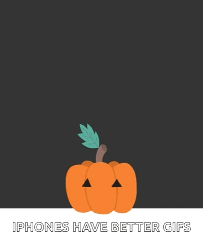 a cartoon of a man with a pumpkin head and the words iphones have better gifs below him