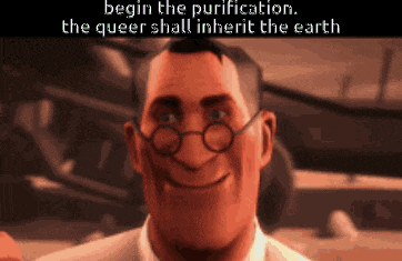a cartoon of a man with glasses and the words begin the purification