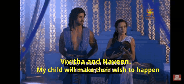 a man and a woman holding a baby with the words " my child with making their wish to happen " above them