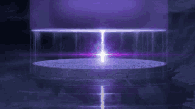 a purple light is coming out of a cylinder