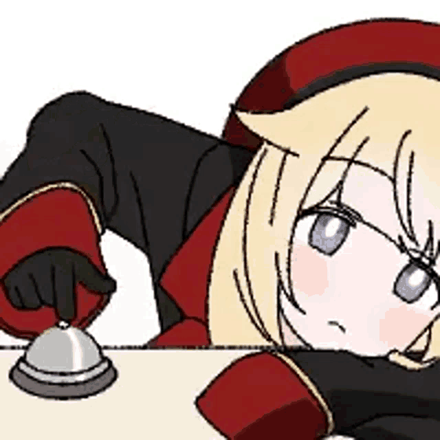 a cartoon girl is laying down next to a bell .