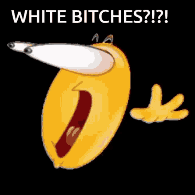 a black background with a bunch of different colored objects and the words " white bitches "