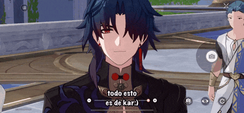 a screenshot of a video game shows a character saying todo esto es de kar
