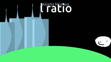 a cartoon character is standing on a green hill with the words " alight motion ratio " written above him