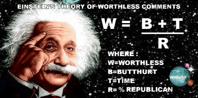 einstein 's theory of worthless comments is displayed on a poster