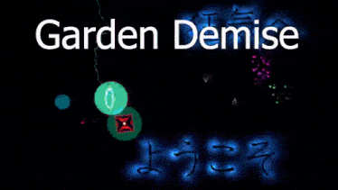a video game called garden demise with a blue background