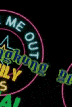 a neon sign that says take me out jangkung family trips