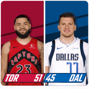 two basketball players one from the raptors and one from dallas