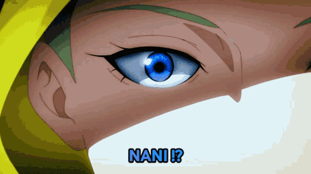 a close up of a person 's eye with the words nan ! ? below it