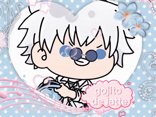 a drawing of a girl with a speech bubble saying gojito de latte