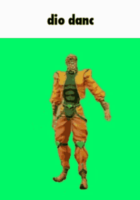 a cartoon character is dancing on a green screen .