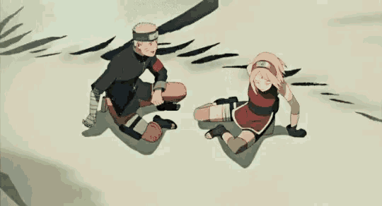a man and a girl are sitting on the ground in a cartoon .