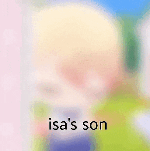 a cartoon of a boy with the words " isa 's son " on the bottom