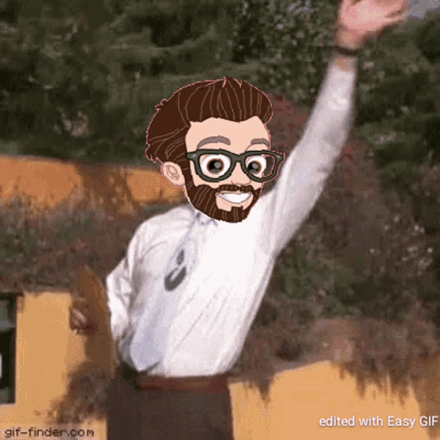 a cartoon of a man with glasses and a beard is being edited by gif-finder.com