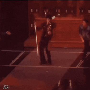 a blurred image of a person dancing with the letters ss below them
