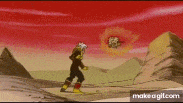 a cartoon character is standing on top of a rock in a desert .