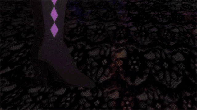 a girl is standing in a dark room with birds flying around her