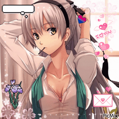 a picture of a girl with the words i love you on it