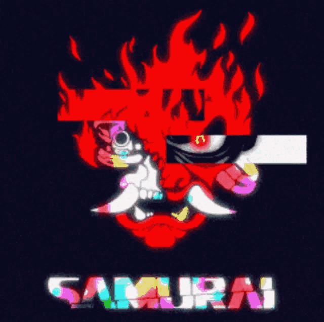 a cartoon character with a gun and the word samurai