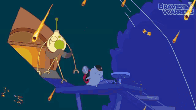 a cartoon with a ladybug and a robot and the word nope