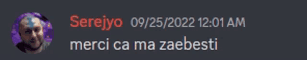 a blurred image of a man with the words sereijo 09/25/22 12:01 am merci ca ma zaebesti below it
