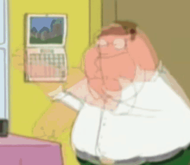 a cartoon of peter griffin holding a calendar in his hand