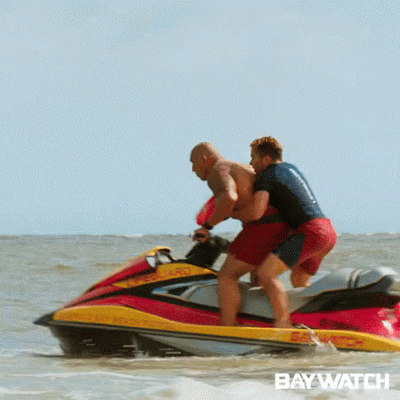 Falling Off A Jetski GIF - Baywatch Zac Efron Dwayne Johnson GIFs
