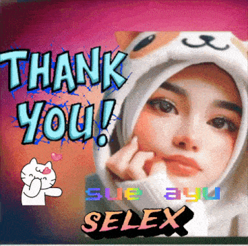 a picture of a woman wearing a hijab with the words thank you selex on the bottom