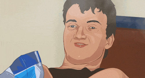a cartoon drawing of a man holding a bag of ice