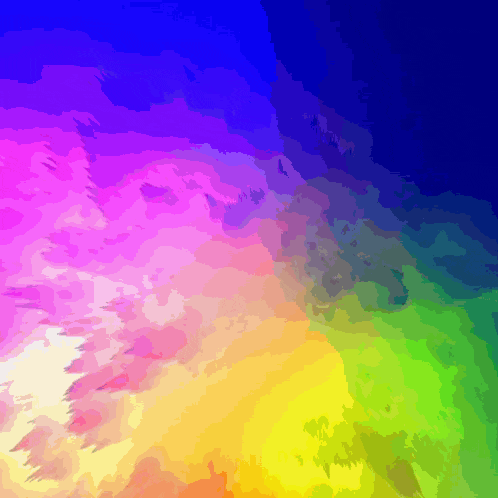 a painting of a rainbow colored sky with a blue background