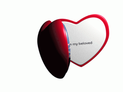 a heart shaped mirror says john my beloved on it