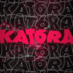 katora is written in pink on a black background