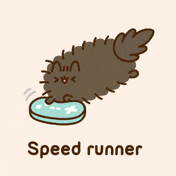 a cartoon drawing of a speed runner holding a remote control